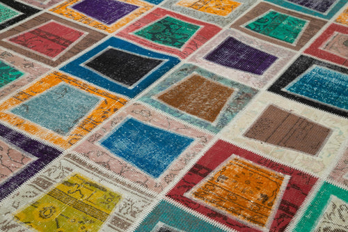 Kırk Yama Gri Patchwork Pamuk Yün El Dokuma Halısı 238x320 Agacan