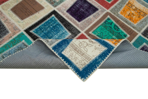 Kırk Yama Gri Patchwork Pamuk Yün El Dokuma Halısı 238x320 Agacan