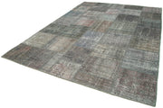 Kırk Yama Gri Patchwork Pamuk Yün El Dokuma Halısı 247x350 Agacan