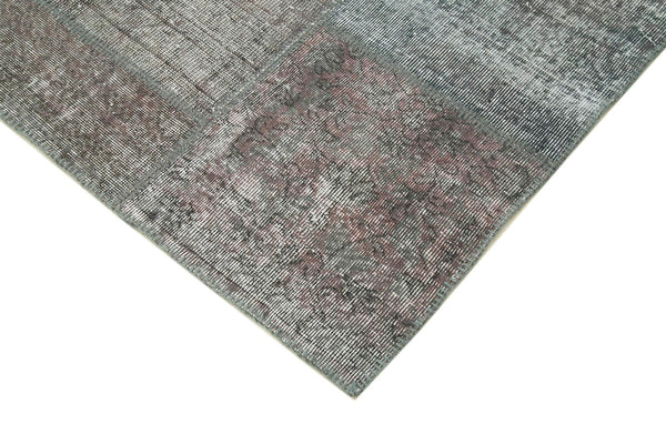 Kırk Yama Gri Patchwork Pamuk Yün El Dokuma Halısı 247x350 Agacan