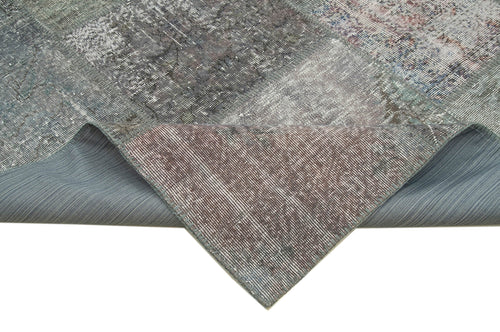 Kırk Yama Gri Patchwork Pamuk Yün El Dokuma Halısı 247x350 Agacan