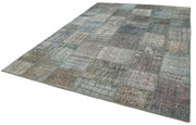 Kırk Yama Gri Patchwork Pamuk Yün El Dokuma Halısı 248x349 Agacan