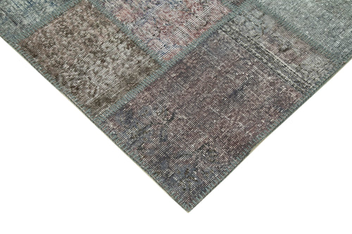 Kırk Yama Gri Patchwork Pamuk Yün El Dokuma Halısı 248x349 Agacan
