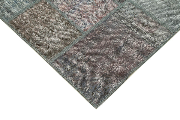 Kırk Yama Gri Patchwork Pamuk Yün El Dokuma Halısı 248x349 Agacan