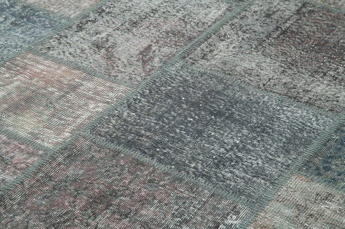 Kırk Yama Gri Patchwork Pamuk Yün El Dokuma Halısı 248x349 Agacan