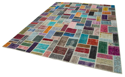 Kırk Yama Gri Patchwork Pamuk Yün El Dokuma Halısı 263x358 Agacan