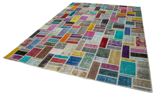 Kırk Yama Gri Patchwork Pamuk Yün El Dokuma Halısı 265x360 Agacan