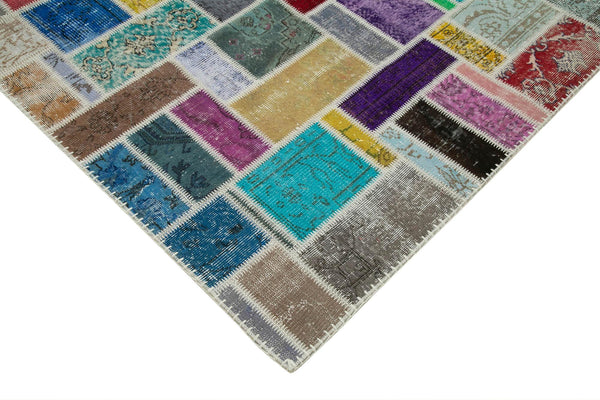 Kırk Yama Gri Patchwork Pamuk Yün El Dokuma Halısı 265x360 Agacan