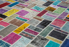 Kırk Yama Gri Patchwork Pamuk Yün El Dokuma Halısı 265x360 Agacan