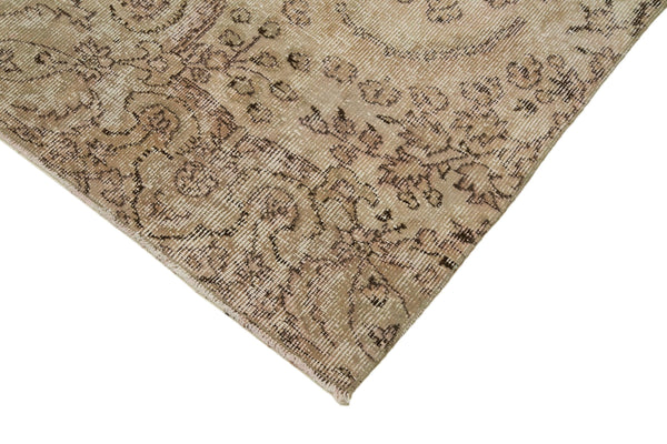 Overdyed Vintage Bej Eskitme Pamuk Yün El Dokuma Halısı 83x290 Agacan
