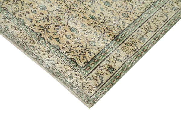 Vintage Bej Eskitme Pamuk Yün El Dokuma Halısı 177x267 Agacan