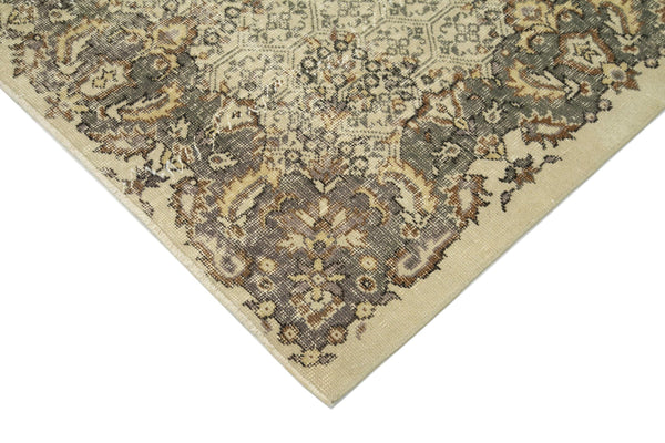 Vintage Bej Eskitme Pamuk Yün El Dokuma Halısı 163x283 Agacan