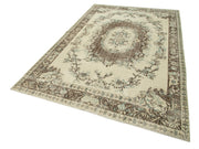 Vintage Bej Eskitme Pamuk Yün El Dokuma Halısı 182x290 Agacan