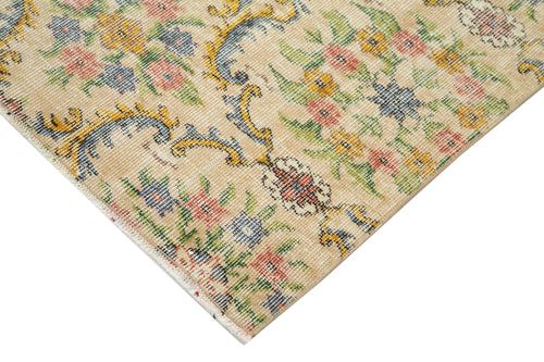 Vintage Bej Eskitme Pamuk Yün El Dokuma Halısı 161x267 Agacan