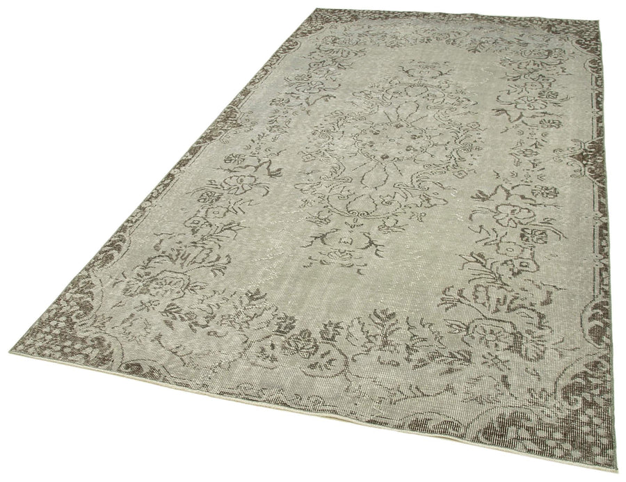Overdyed Vintage Gri Eskitme Pamuk Yün El Dokuma Halısı 156x280 Agacan