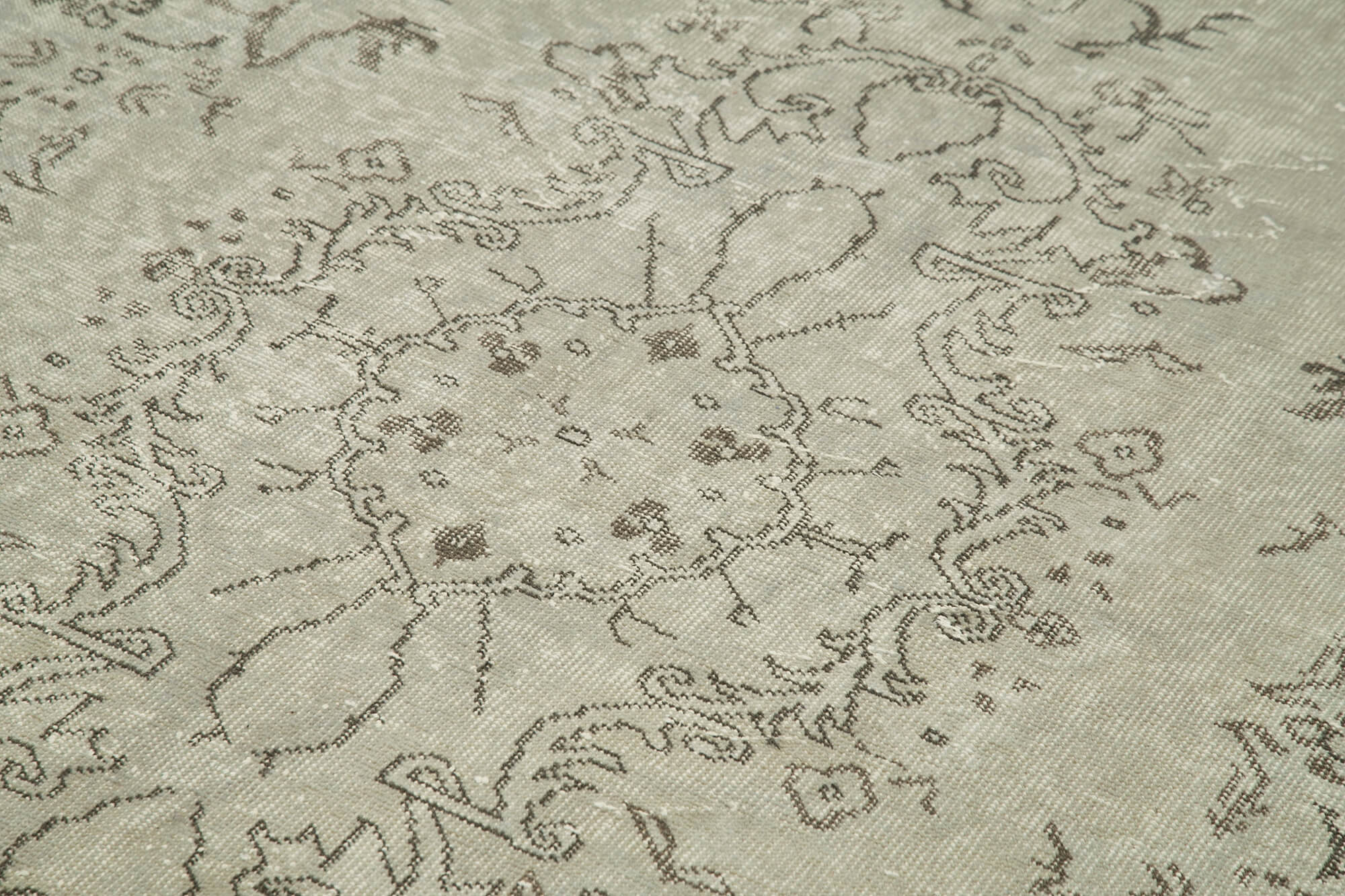 Overdyed Vintage Gri Eskitme Pamuk Yün El Dokuma Halısı 156x280 Agacan