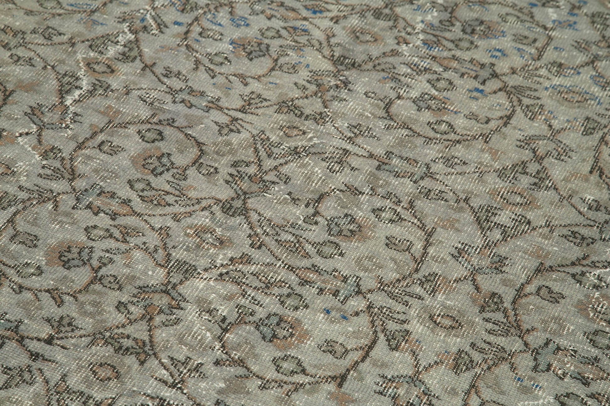 Overdyed Vintage Gri Eskitme Pamuk Yün El Dokuma Halısı 158x265 Agacan