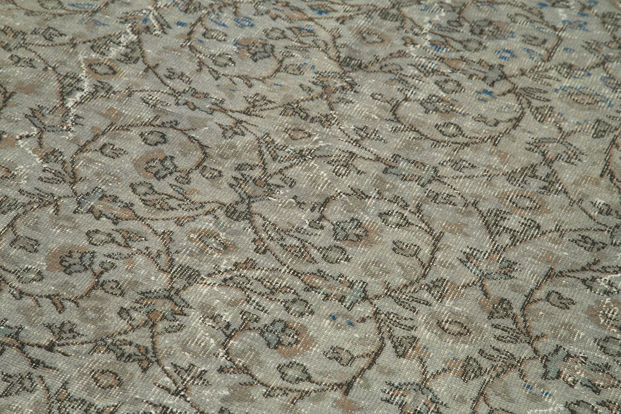 Overdyed Vintage Gri Eskitme Pamuk Yün El Dokuma Halısı 158x265 Agacan