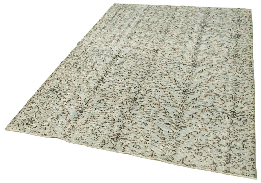 Overdyed Vintage Gri Eskitme Pamuk Yün El Dokuma Halısı 173x244 Agacan