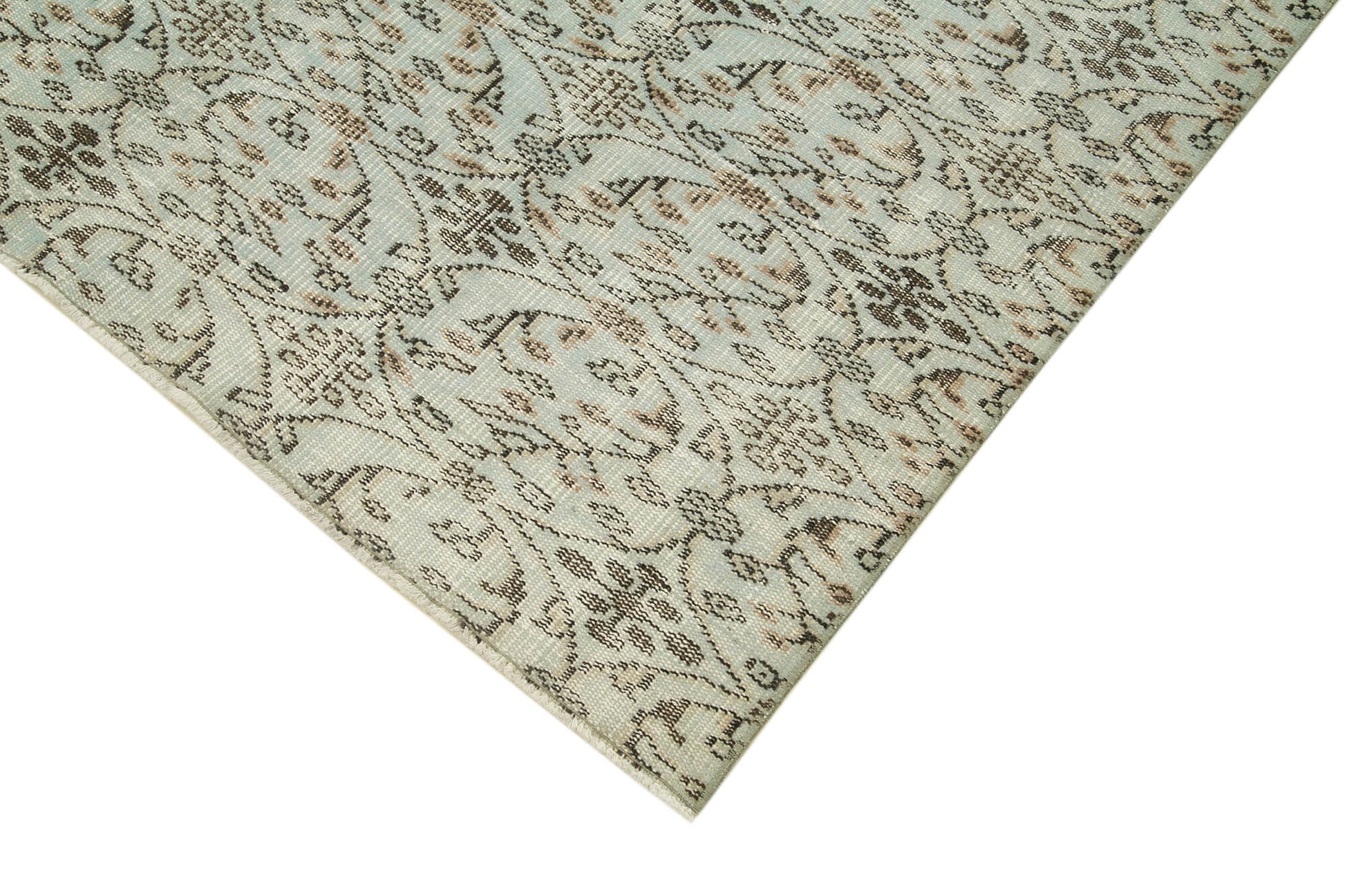 Overdyed Vintage Gri Eskitme Pamuk Yün El Dokuma Halısı 173x244 Agacan