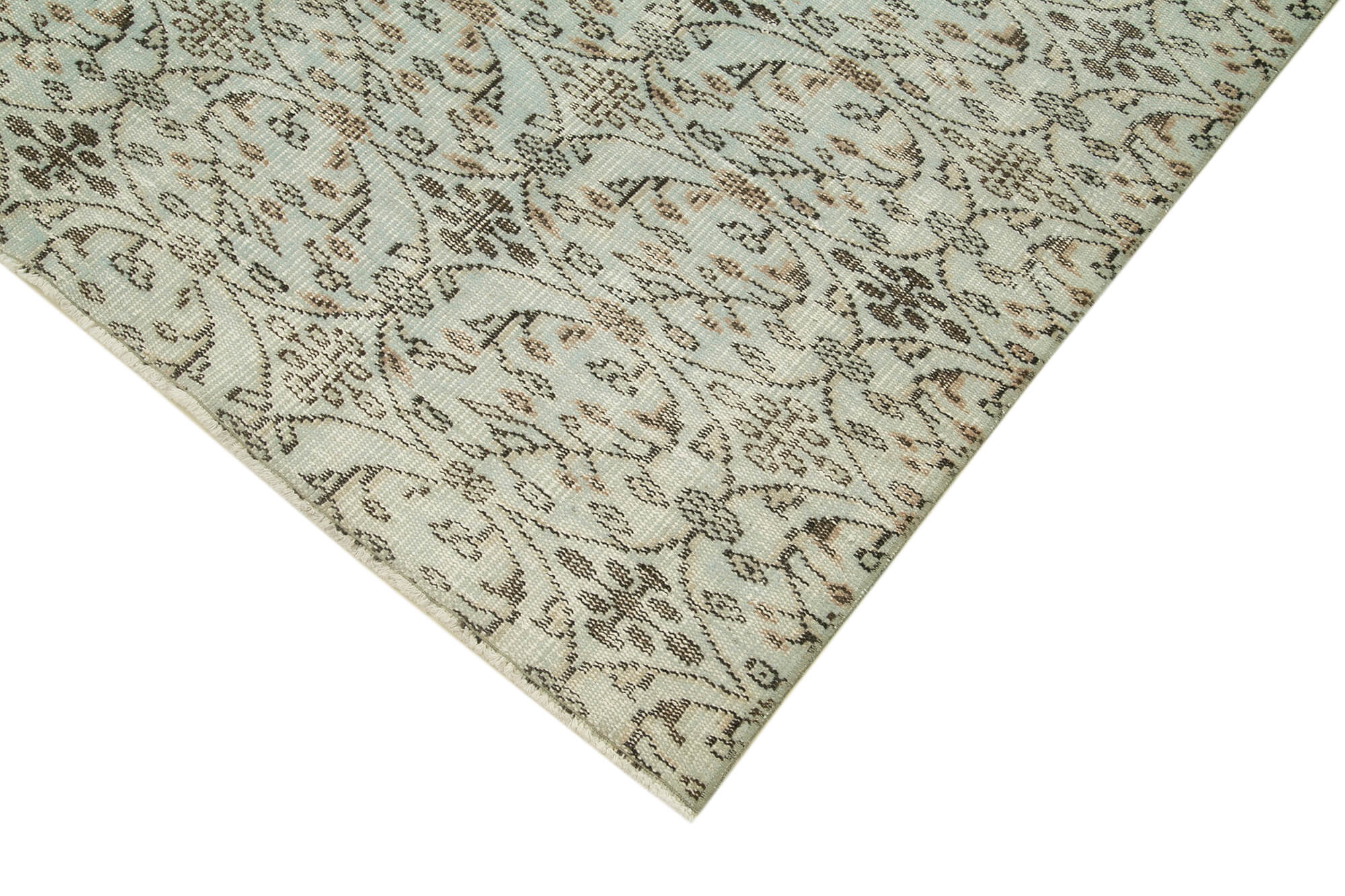 Overdyed Vintage Gri Eskitme Pamuk Yün El Dokuma Halısı 173x244 Agacan