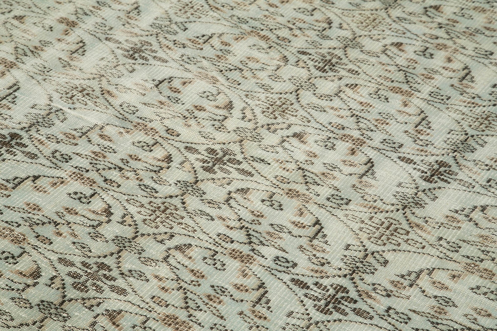 Overdyed Vintage Gri Eskitme Pamuk Yün El Dokuma Halısı 173x244 Agacan