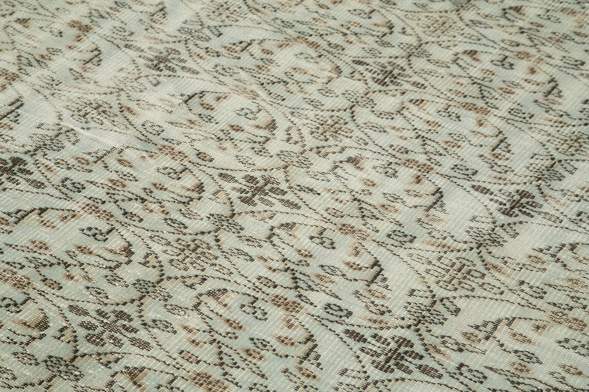 Overdyed Vintage Gri Eskitme Pamuk Yün El Dokuma Halısı 173x244 Agacan