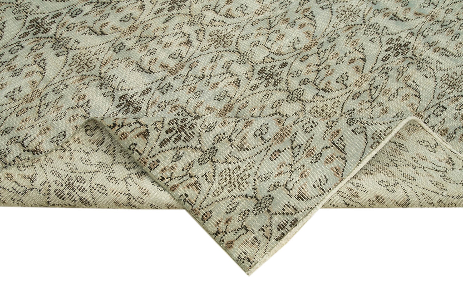 Overdyed Vintage Gri Eskitme Pamuk Yün El Dokuma Halısı 173x244 Agacan