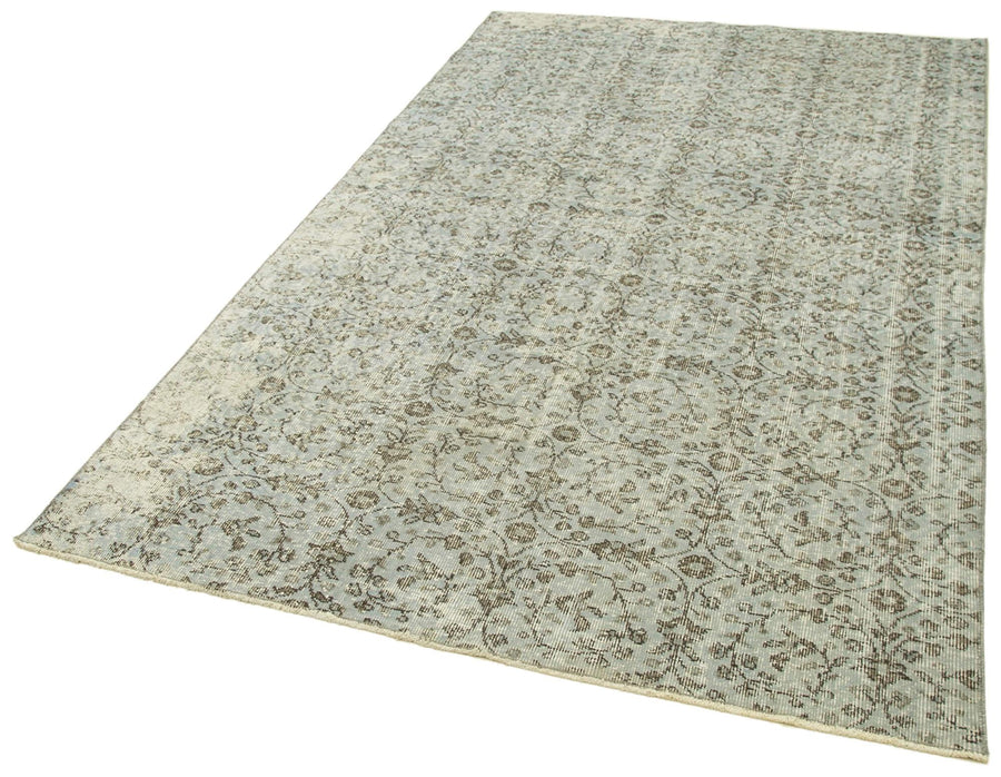 Overdyed Vintage Mavi Eskitme Pamuk Yün El Dokuma Halısı 157x260 Agacan