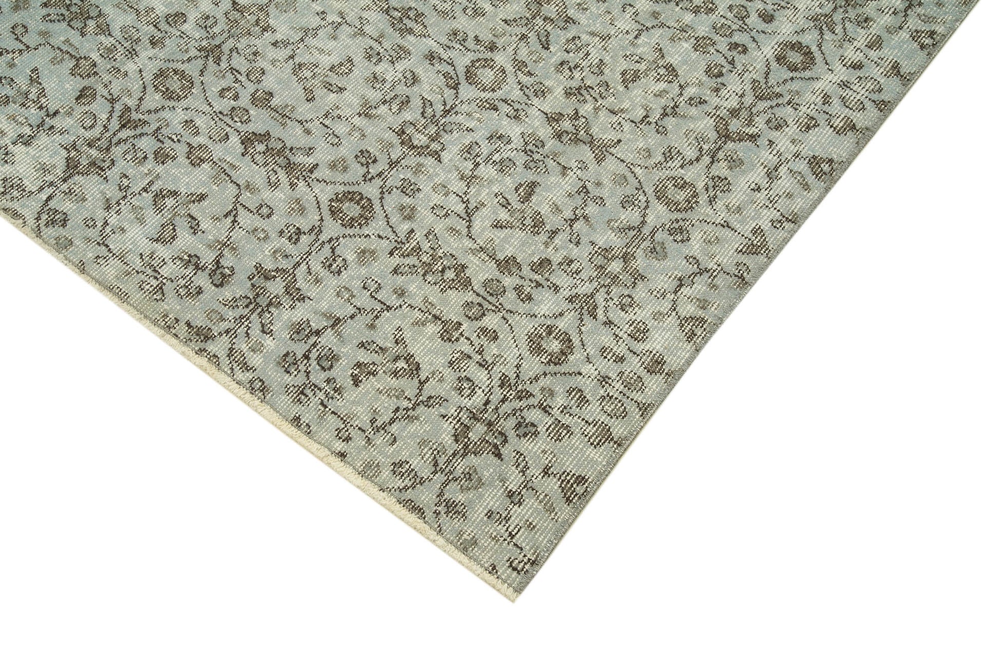 Overdyed Vintage Mavi Eskitme Pamuk Yün El Dokuma Halısı 157x260 Agacan