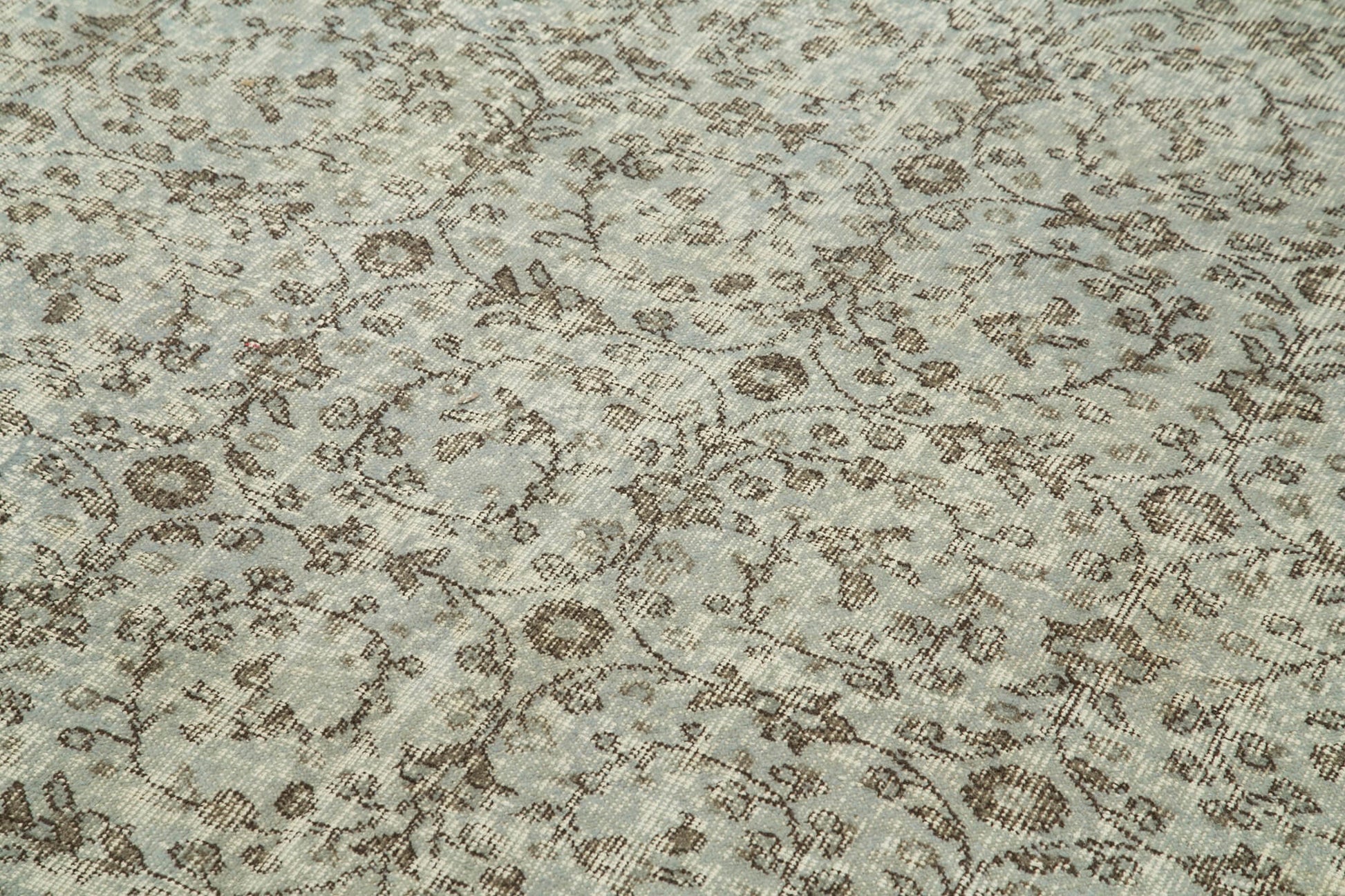 Overdyed Vintage Mavi Eskitme Pamuk Yün El Dokuma Halısı 157x260 Agacan