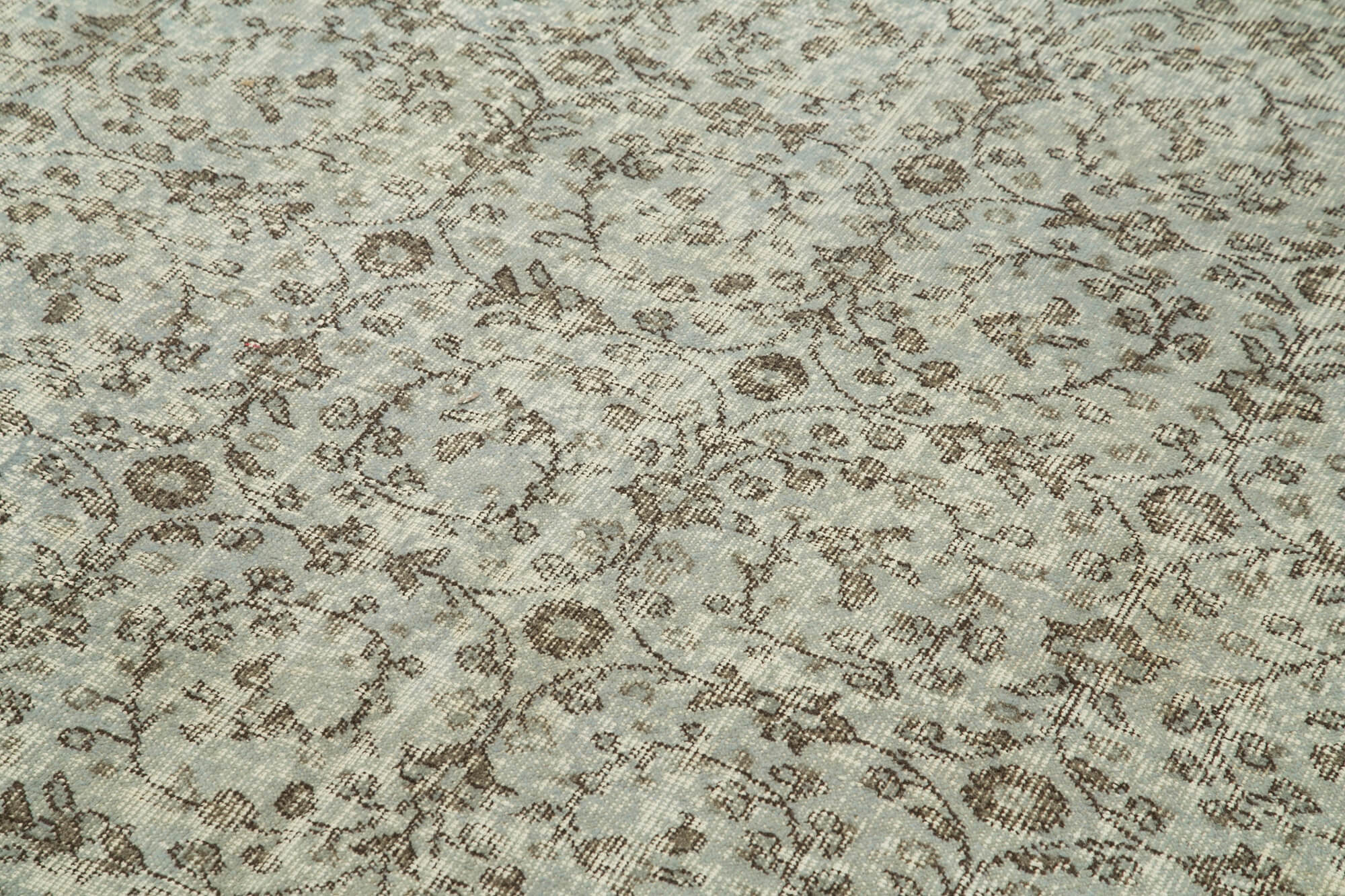 Overdyed Vintage Mavi Eskitme Pamuk Yün El Dokuma Halısı 157x260 Agacan