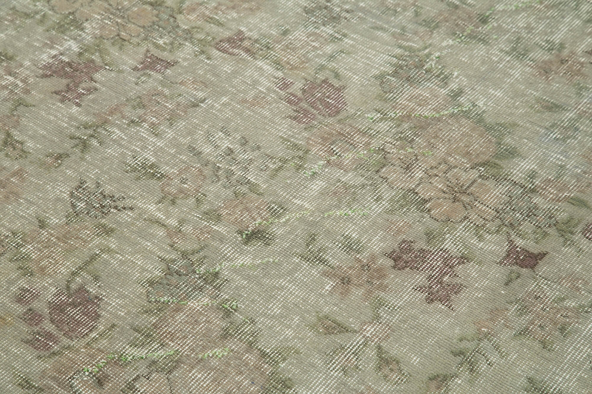 Overdyed Vintage Gri Eskitme Pamuk Yün El Dokuma Halısı 159x250 Agacan