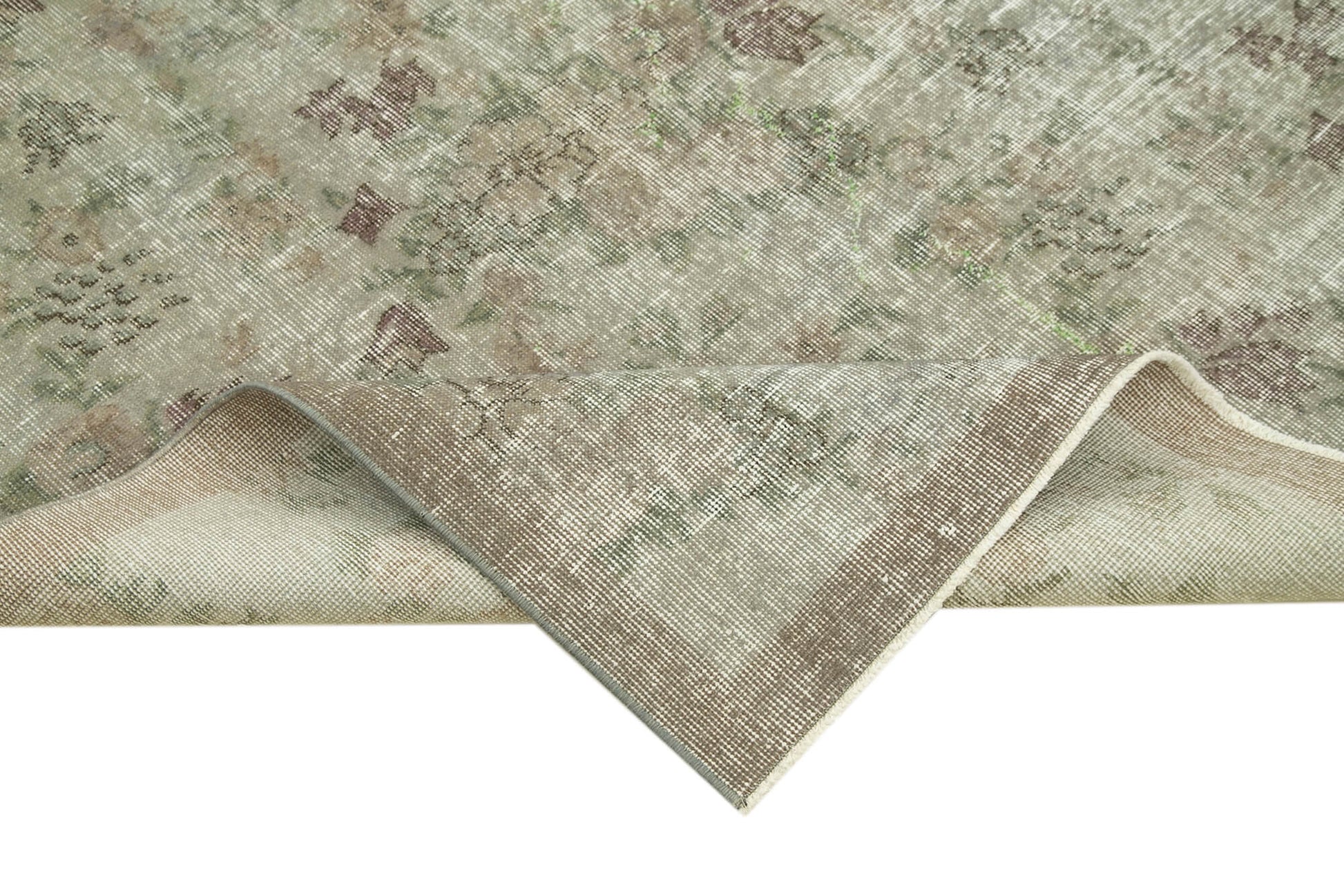 Overdyed Vintage Gri Eskitme Pamuk Yün El Dokuma Halısı 159x250 Agacan