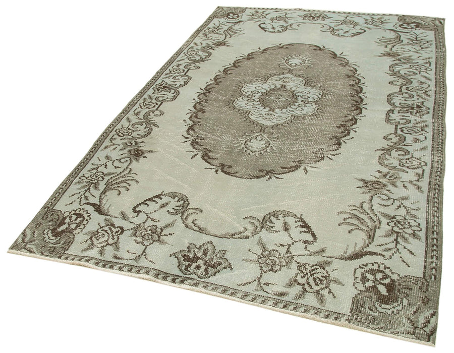 Overdyed Vintage Gri Eskitme Pamuk Yün El Dokuma Halısı 158x258 Agacan