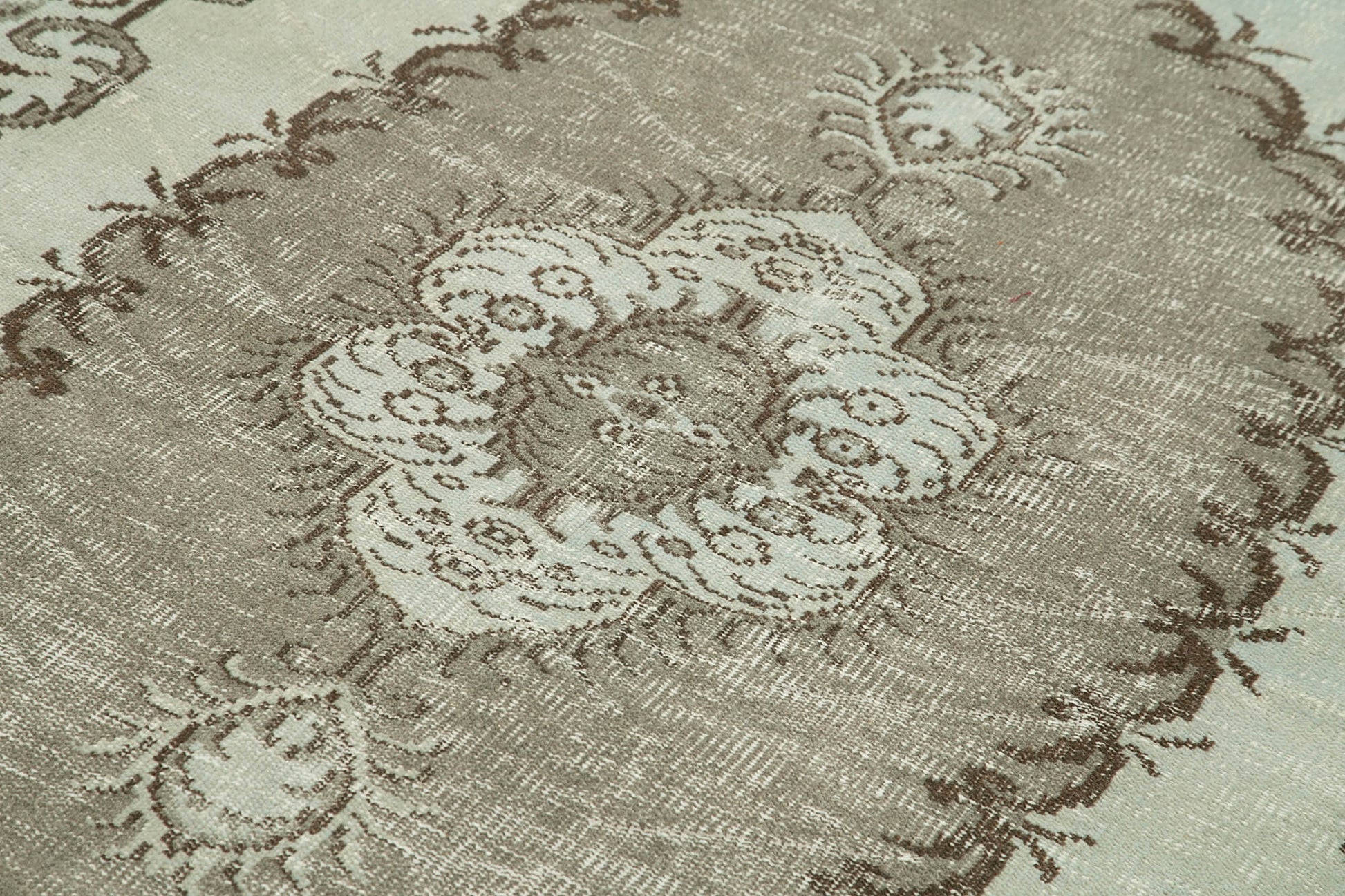 Overdyed Vintage Gri Eskitme Pamuk Yün El Dokuma Halısı 158x258 Agacan