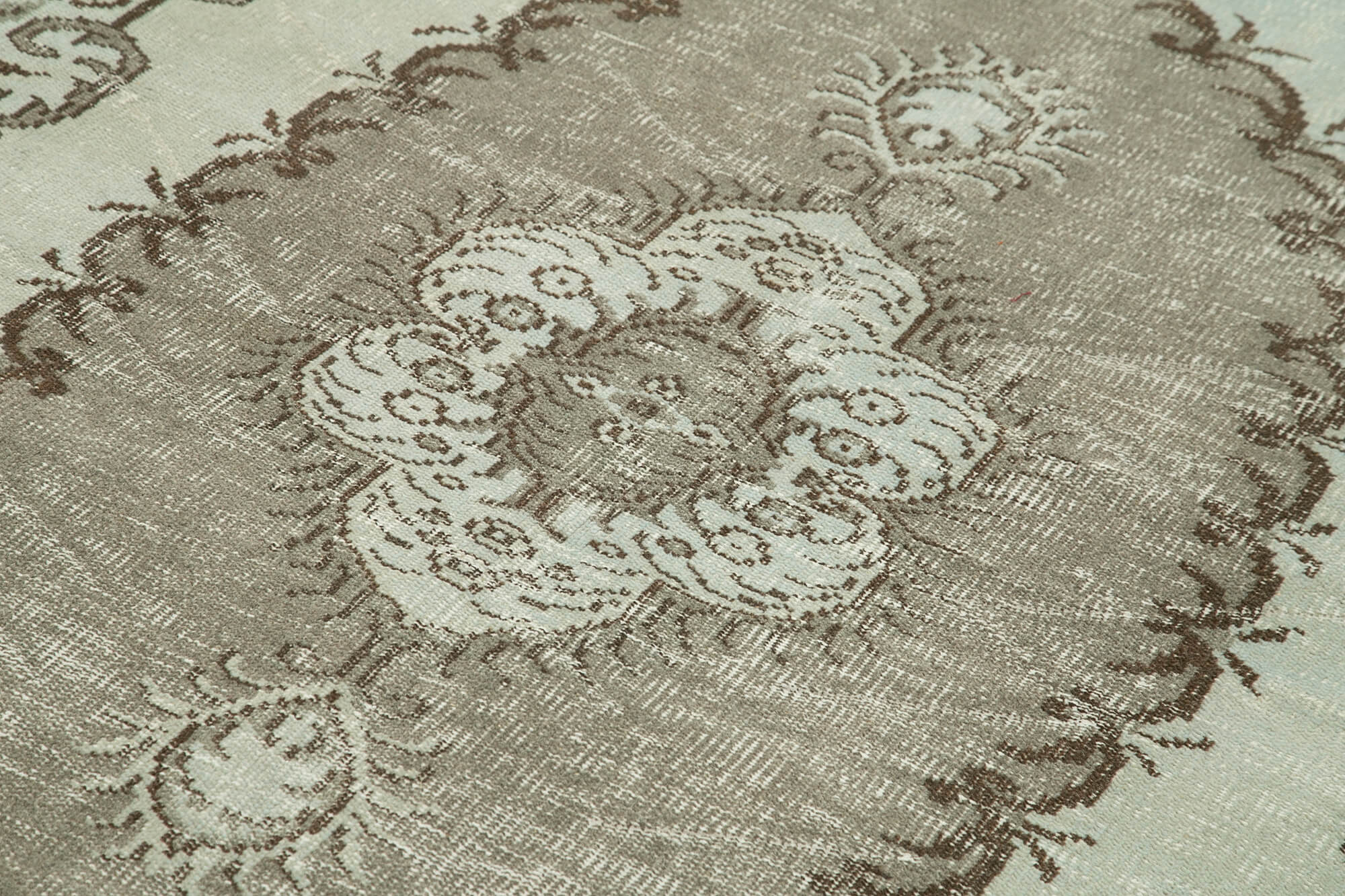 Overdyed Vintage Gri Eskitme Pamuk Yün El Dokuma Halısı 158x258 Agacan