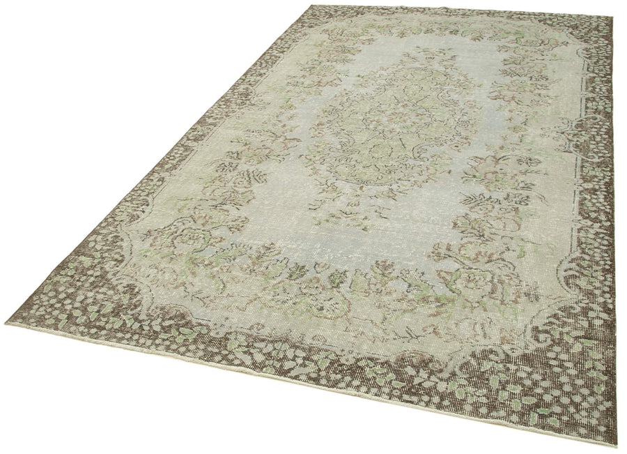 Overdyed Vintage Gri Eskitme Pamuk Yün El Dokuma Halısı 177x289 Agacan