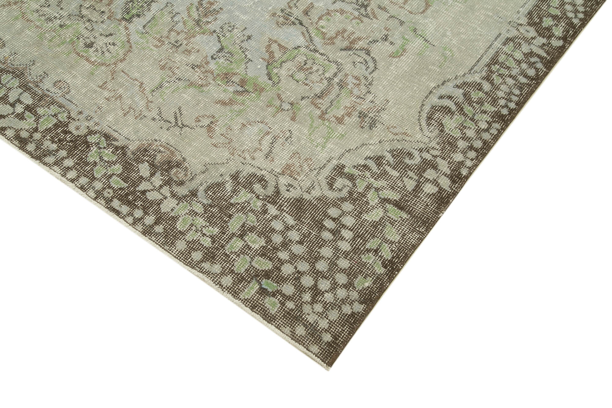 Overdyed Vintage Gri Eskitme Pamuk Yün El Dokuma Halısı 177x289 Agacan