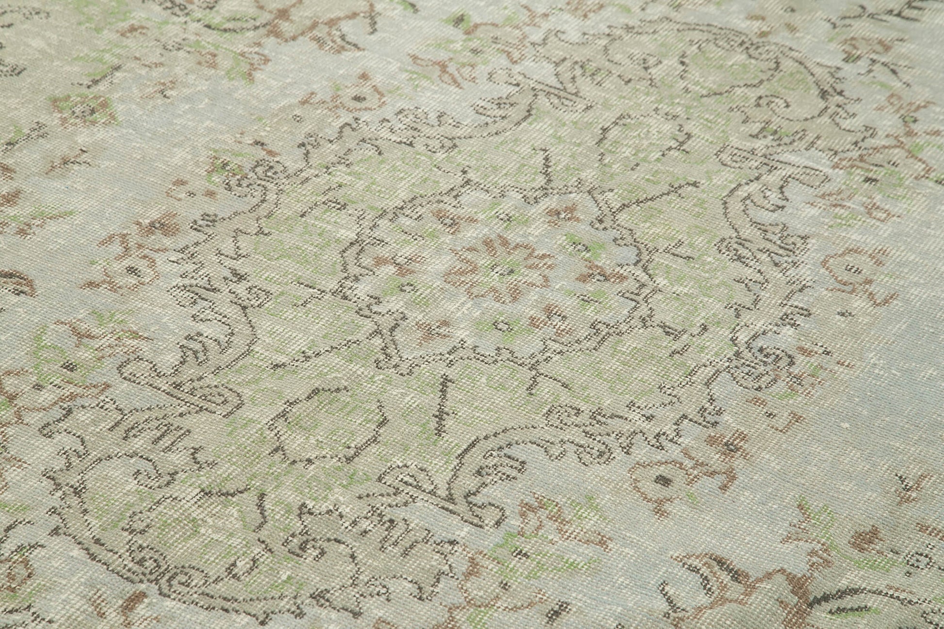 Overdyed Vintage Gri Eskitme Pamuk Yün El Dokuma Halısı 177x289 Agacan