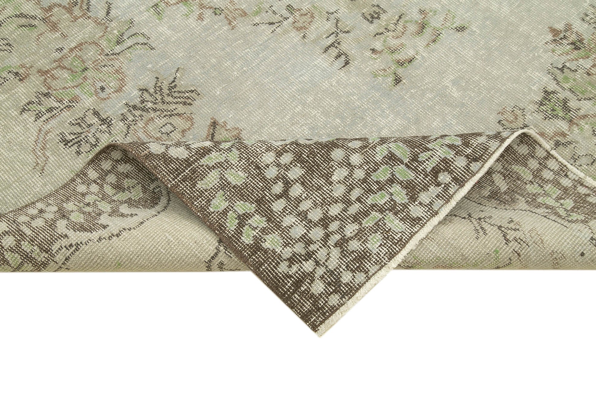 Overdyed Vintage Gri Eskitme Pamuk Yün El Dokuma Halısı 177x289 Agacan