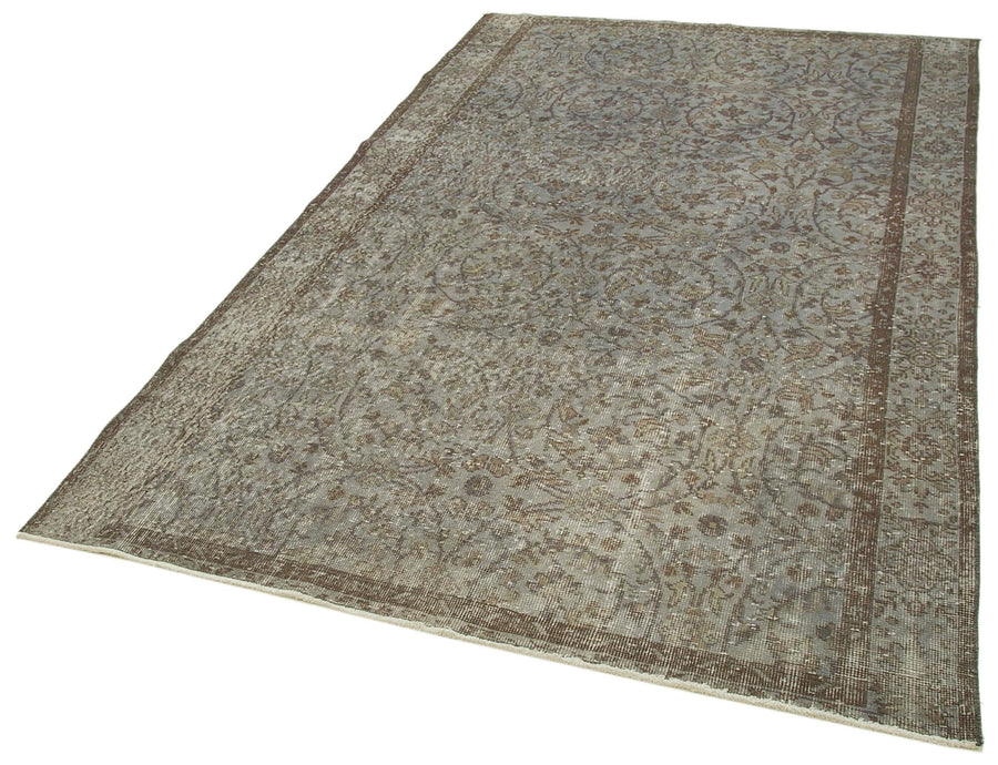 Overdyed Vintage Gri Eskitme Pamuk Yün El Dokuma Halısı 157x250 Agacan