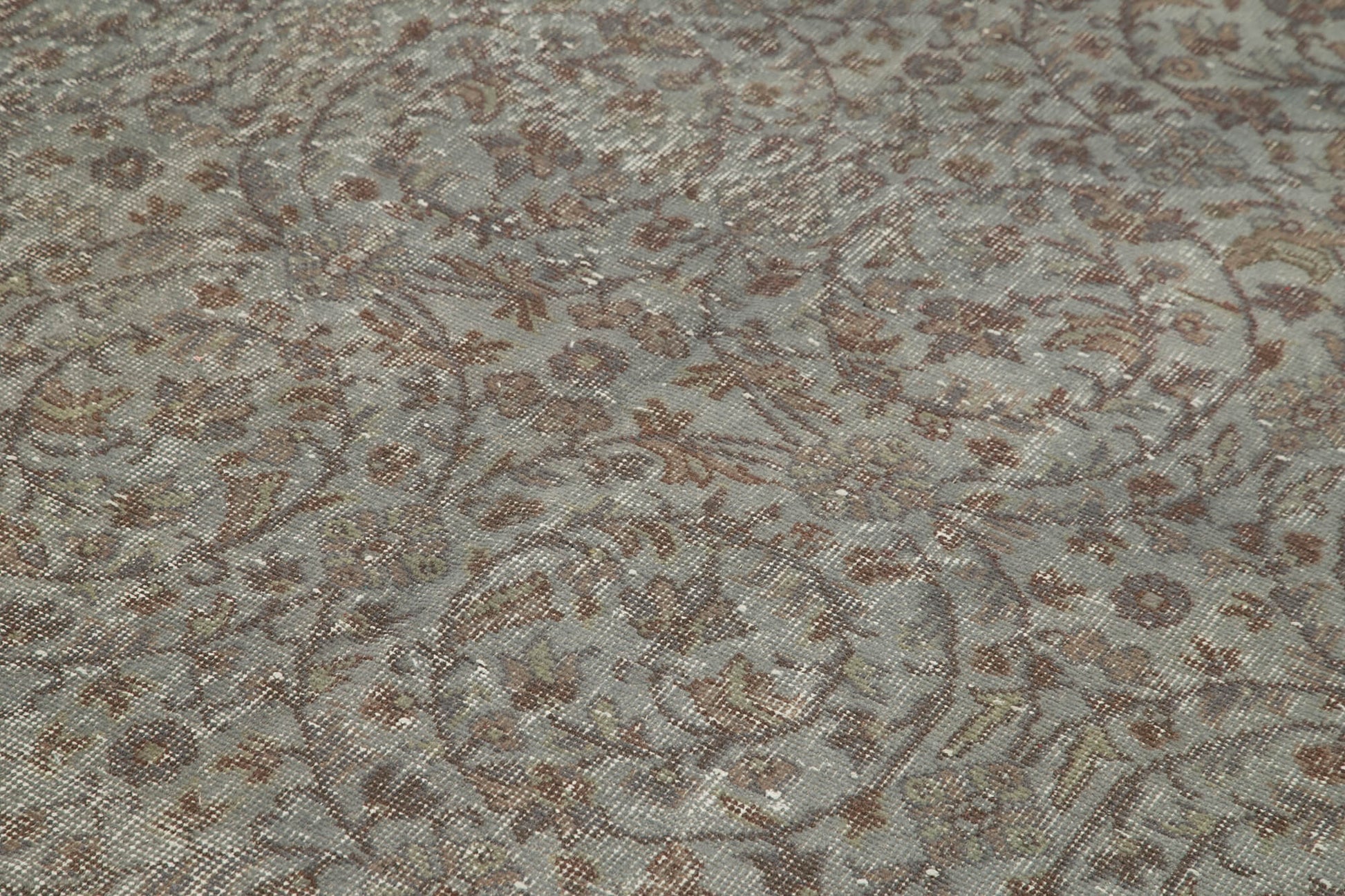 Overdyed Vintage Gri Eskitme Pamuk Yün El Dokuma Halısı 157x250 Agacan