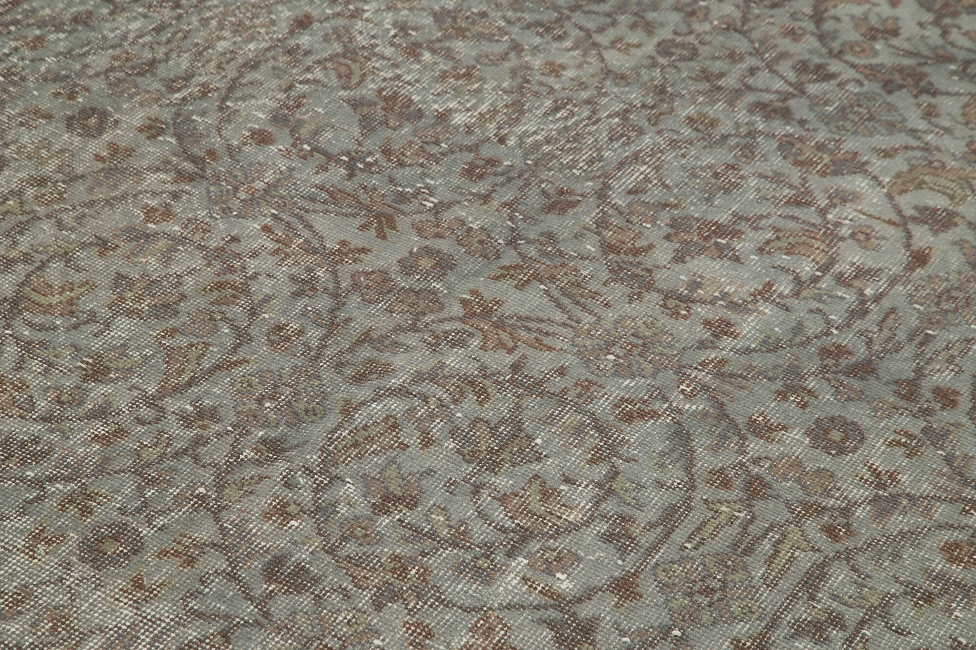 Overdyed Vintage Gri Eskitme Pamuk Yün El Dokuma Halısı 157x250 Agacan