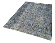 Checkered Kilim Mavi Damalı Pamuk Yün El Dokuma Halısı 151x213 Agacan