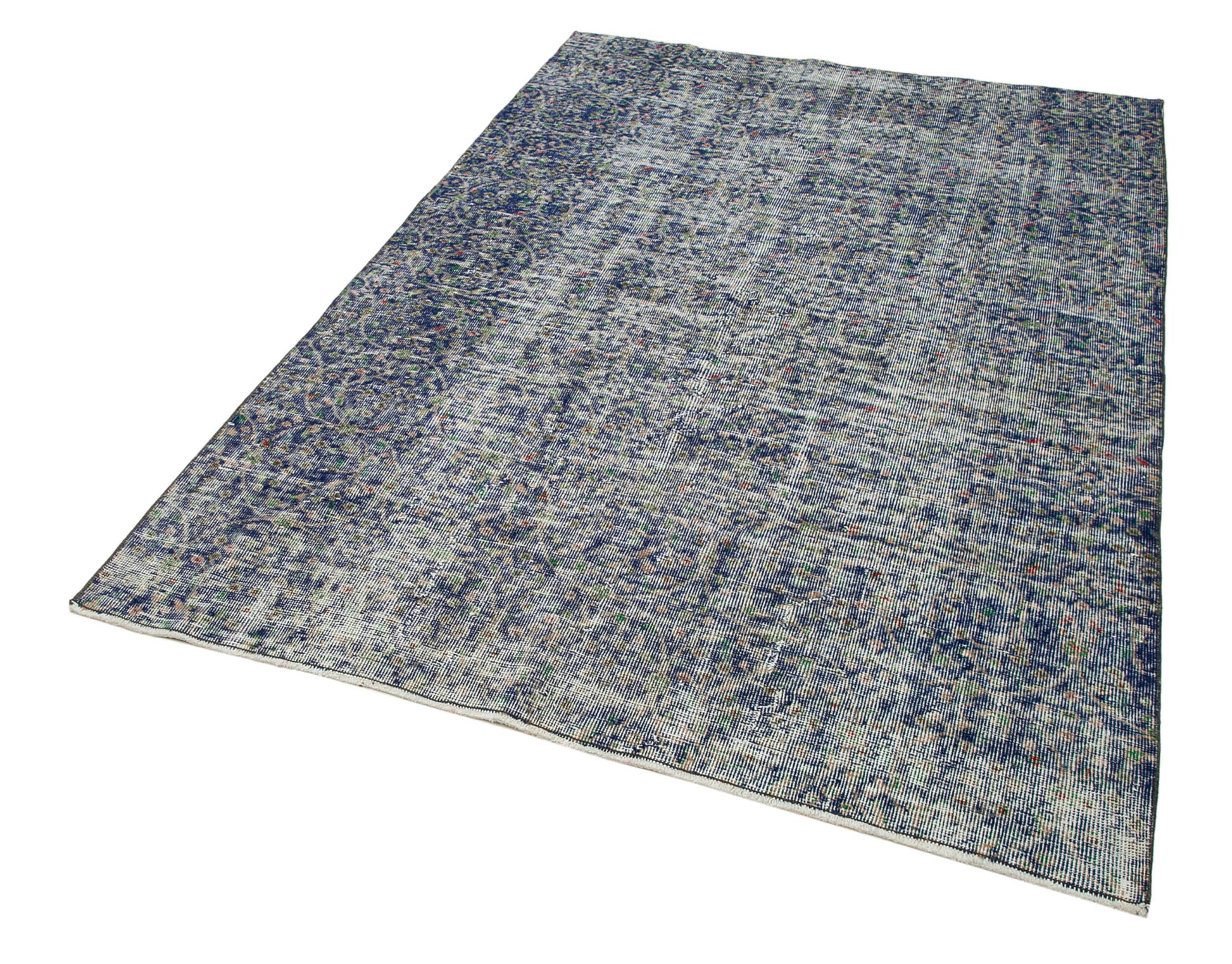 Checkered Kilim Mavi Damalı Pamuk Yün El Dokuma Halısı 151x213 Agacan