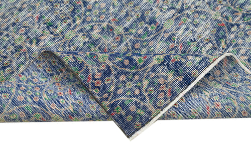 Checkered Kilim Mavi Damalı Pamuk Yün El Dokuma Halısı 151x213 Agacan