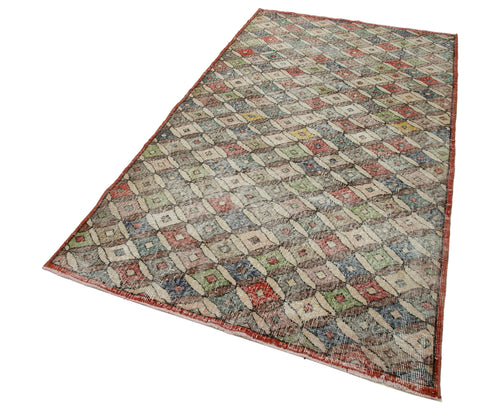 Checkered Kilim Bej Damalı Pamuk Yün El Dokuma Halısı 132x239 Agacan