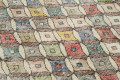 Checkered Kilim Bej Damalı Pamuk Yün El Dokuma Halısı 132x239 Agacan