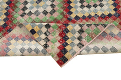 Checkered Runner Beyaz Geometrik Pamuk Yün El Dokuma Halısı 141x306 Agacan